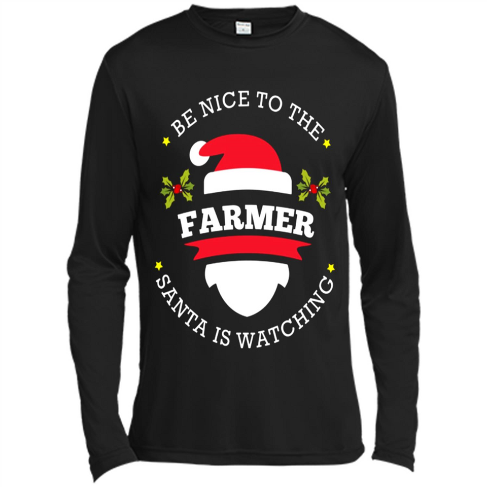 Be Nice to Farmer Santa Watching Christmas 1 - Canvas Long Sleeve T-Shirt