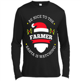 Be Nice to Farmer Santa Watching Christmas 1 - Canvas Long Sleeve T-Shirt