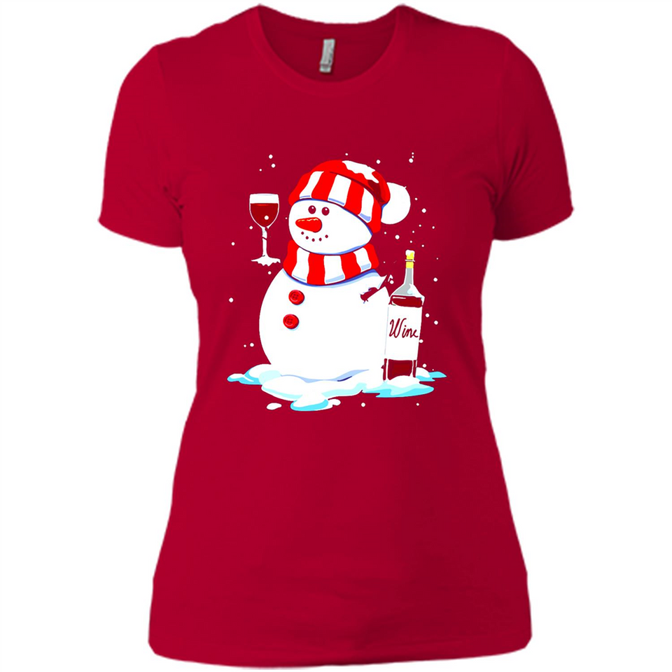 Cute Snowman drink Red Wine Christmas T-Shirt - Ladies' Boyfriend T-Shirt