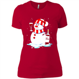 Cute Snowman drink Red Wine Christmas T-Shirt - Ladies' Boyfriend T-Shirt