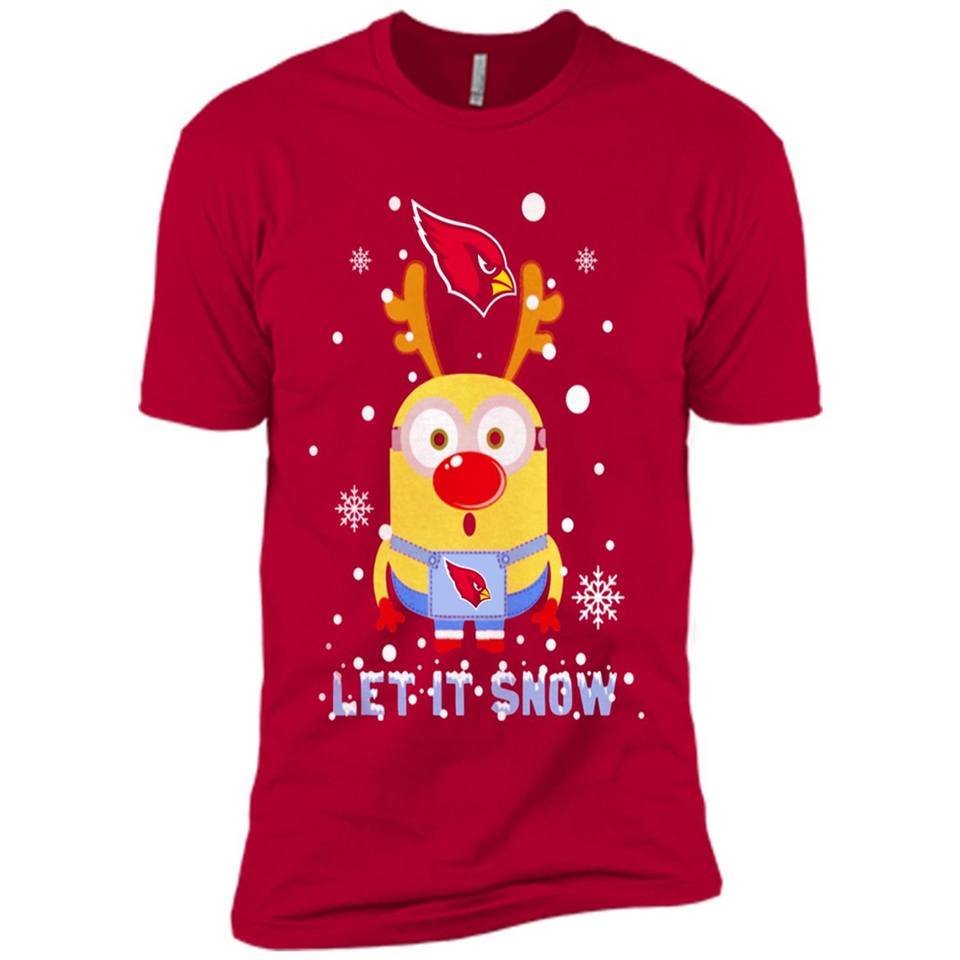 Minion Arizona Cardinals Ugly Christmas Sweater Let it Snow - Premium Short Sleeve T-Shirt