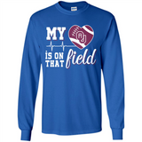 Oklahoma Sooners Football My Heart is on that Field - Long Sleeve T-Shirt