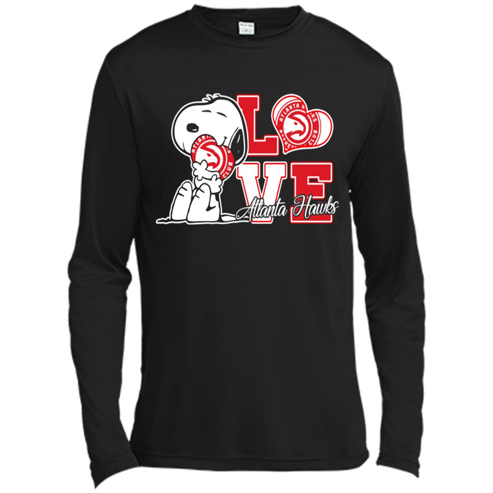 Snoopy loves NBA Atlanta Hawks - Canvas Long Sleeve T-Shirt