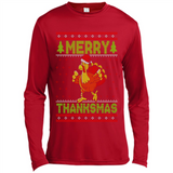Merry Thankmas Ugly Xmas Thanksgiving Turkey Sweatshirt - Canvas Long Sleeve T-Shirt