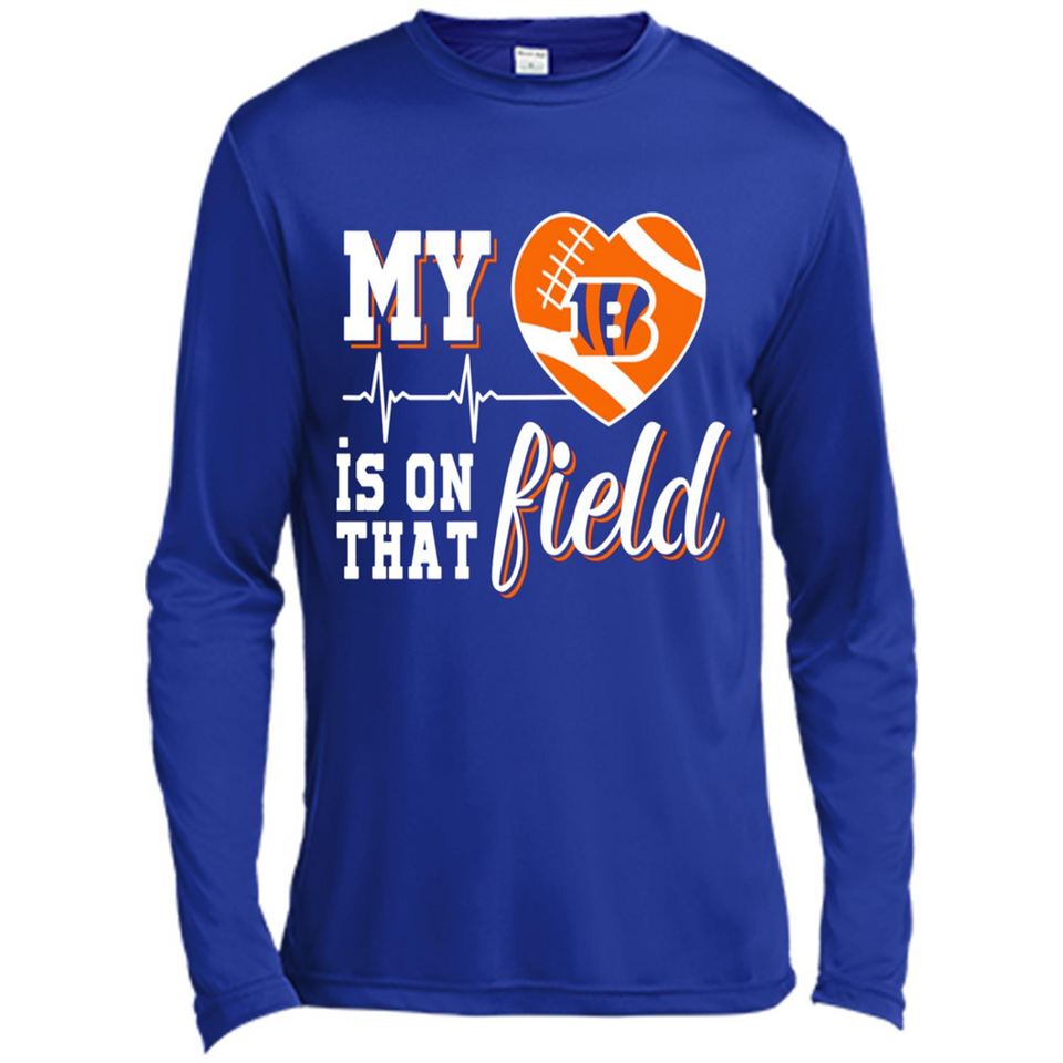Cincinnati Bengals Football My Heart is on that Field - Canvas Long Sleeve T-Shirt