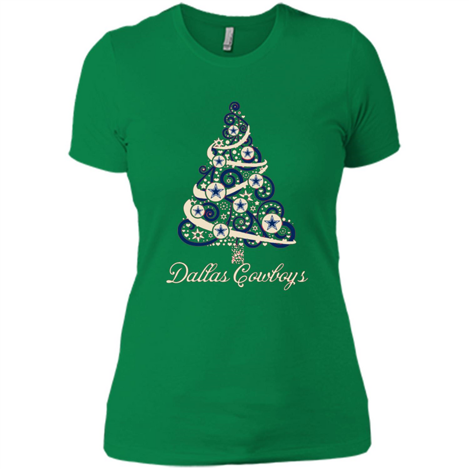 Dallas Cowboys NFL Football Team Logo Christmas Tree T-Shirt - Ladies' Boyfriend T-Shirt