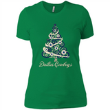 Dallas Cowboys NFL Football Team Logo Christmas Tree T-Shirt - Ladies' Boyfriend T-Shirt