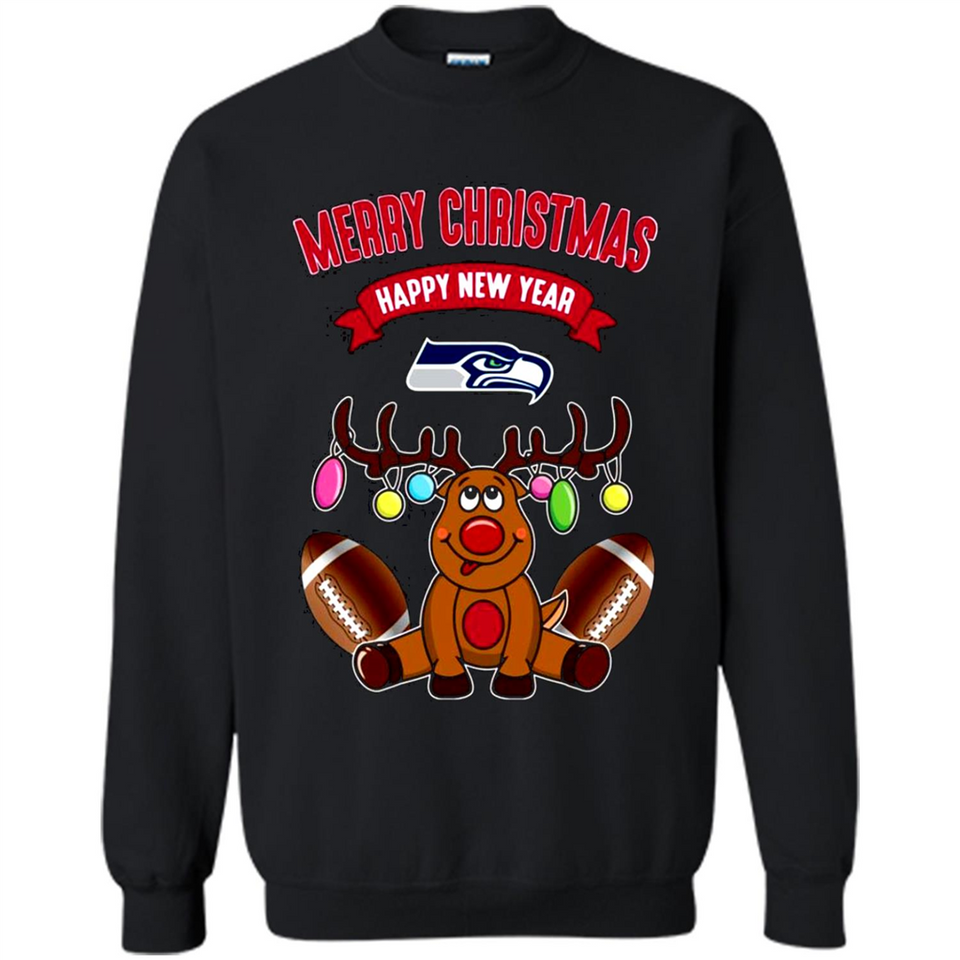 Seattle Seahawks NFL Reindeer Funny Merry Christmas And Happy New Year
