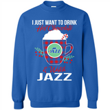 I Just Want To Drink Hot Chocolate & Watch Utah Jazz Ugly Christmas Sweater PINGPONG