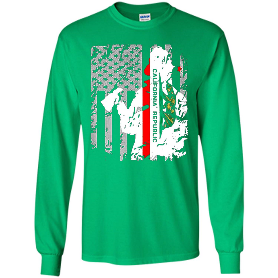 Paradise California Firefighter Thin Red Line Funds Youth T-Shirt PINGPONG - Long Sleeve T-Shirt