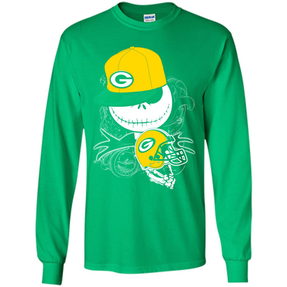 Jack Skellington The Nightmare Before Christmas-Packers Football - Long Sleeve T-Shirt