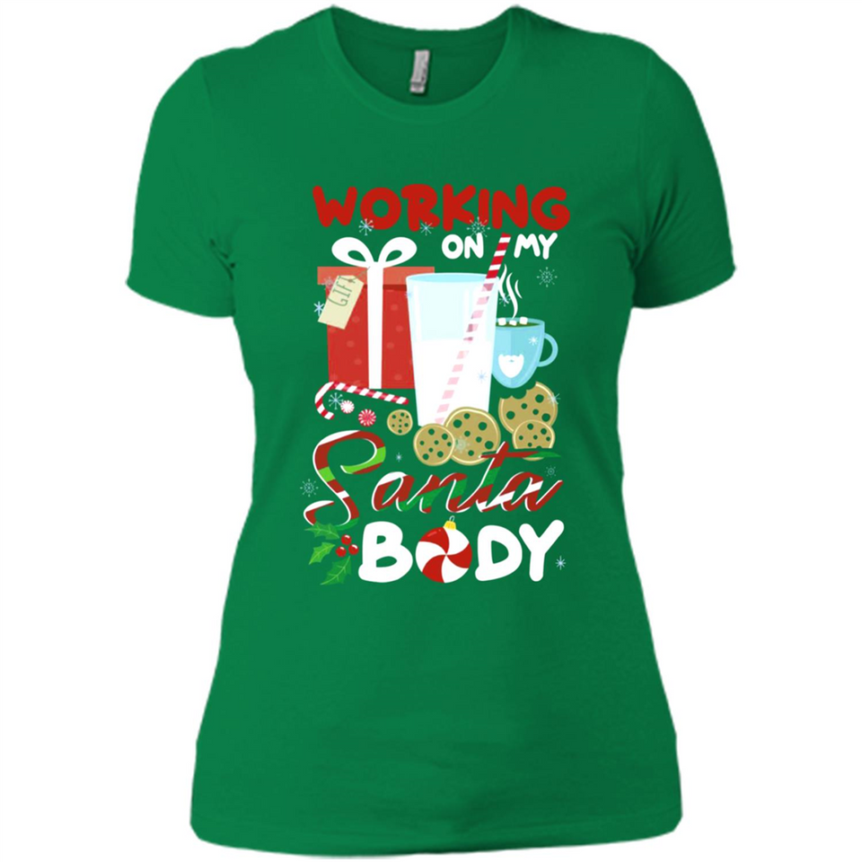 Working On My Santa Body Funny Christmas Gift Sleeve Xmas - Ladies' Boyfriend T-Shirt