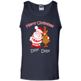 Christmas T-Shirt Santa And Reindeer Dilly Dilly - Tank Top
