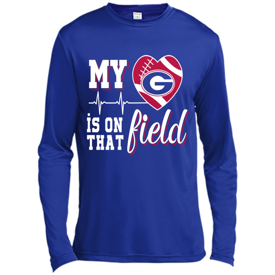 Georgia Bulldogs Football My Heart is on that Field - Canvas Long Sleeve T-Shirt