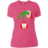 Christmas Nurse Grinch hand holding clinic dental ornament - Ladies' Boyfriend T-Shirt