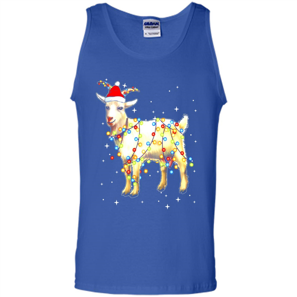 Christmas Lights Goat Wearing Santa Hat Funny Xmas - Tank Top