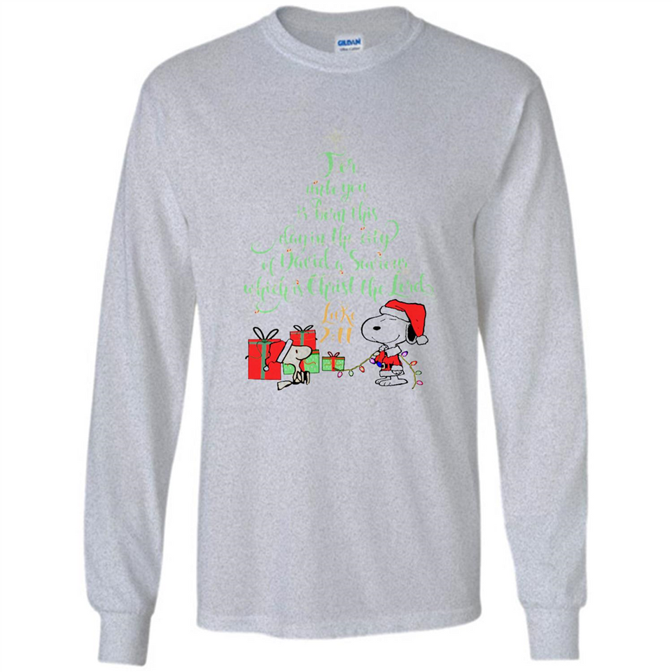 Snoopy Merry Christmas with Christmas tree T-Shirt - Long Sleeve T-Shirt