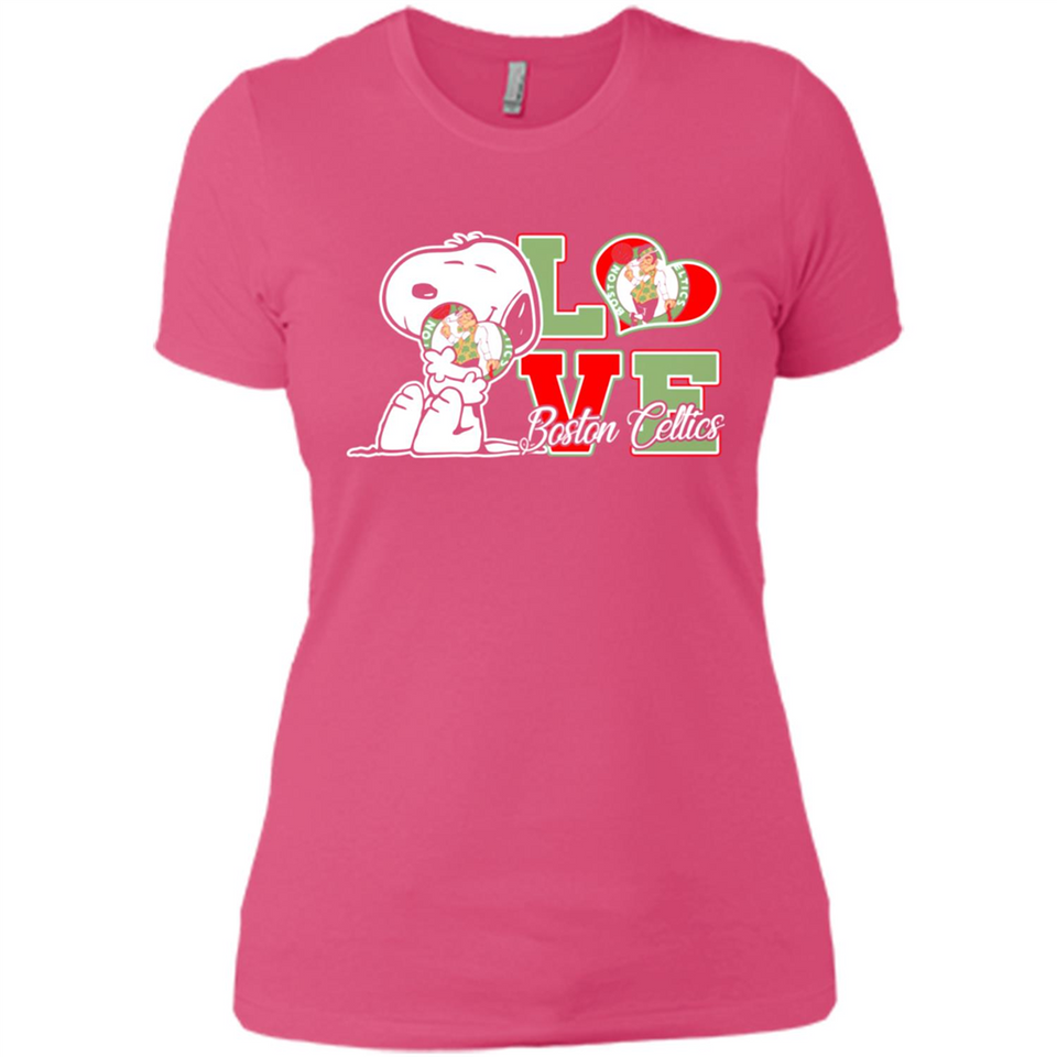 Snoopy loves NBA Boston Celtics - Ladies' Boyfriend T-Shirt