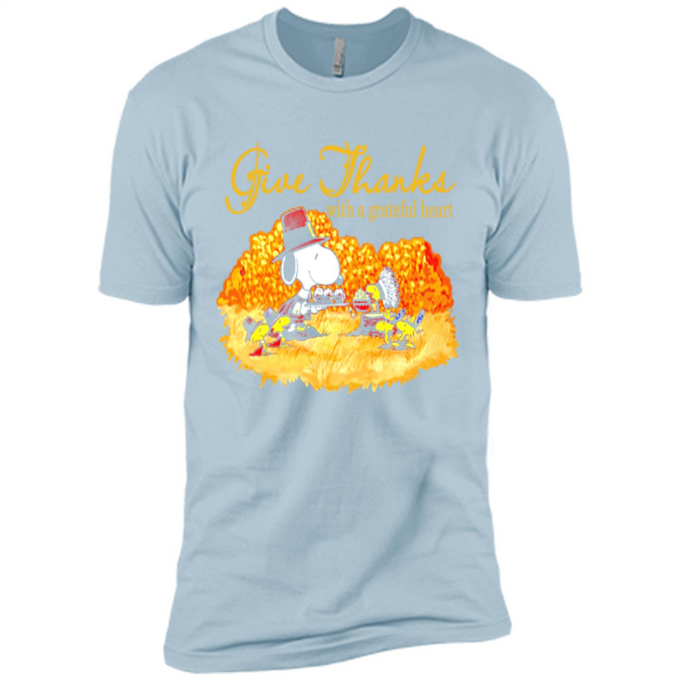 Snoopy Thanksgiving Give Thanks With A Grateful Heart - Premium Short Sleeve T-Shirt