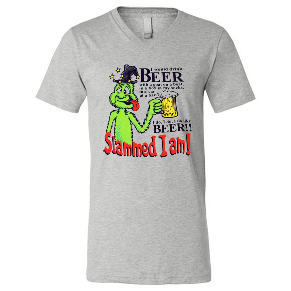 Slammed I Am I Would Drink Beer With A Goat On A Boat Shirt - Canvas Unisex V-Neck