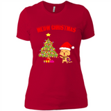Meow merry christmas- cat and pine merry christmas - Ladies' Boyfriend T-Shirt