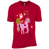 Distressed Retro Santa Riding Unicorn - Premium Short Sleeve T-Shirt