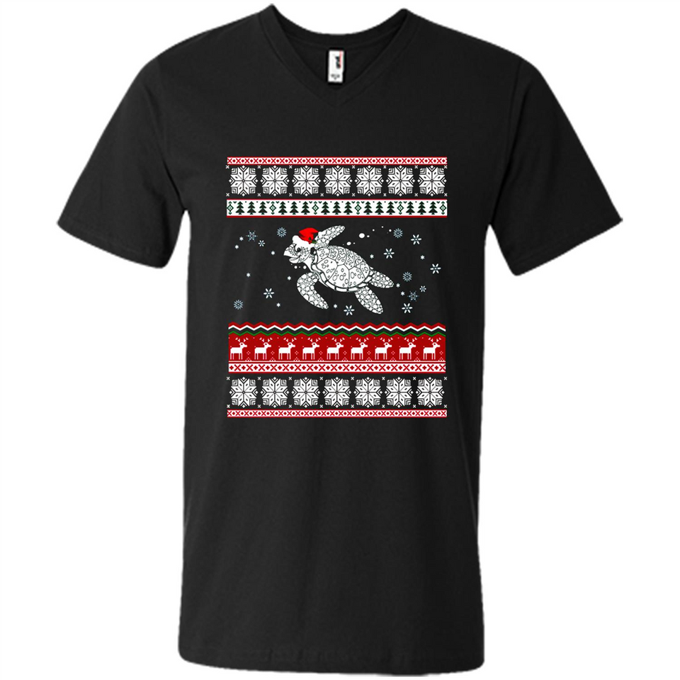 Sea Turtle Ugly Christmas T-Shirt - Men's V-Neck