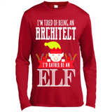 Tired Architect I'd Rather Be An Elf Christmas - Canvas Long Sleeve T-Shirt