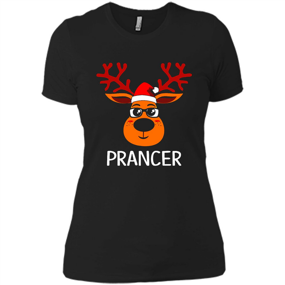 Prancer Reindeer Santa Claus Funny Xmas Holiday T-Shirt - Ladies' Boyfriend T-Shirt