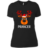 Prancer Reindeer Santa Claus Funny Xmas Holiday T-Shirt - Ladies' Boyfriend T-Shirt