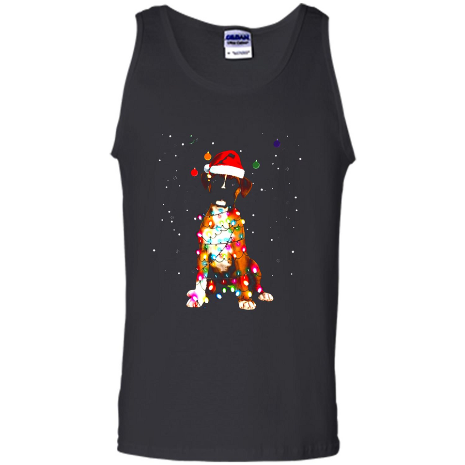 Christmas Lights Boxer Dog Funny Xmas Sweatshirt - Tank Top