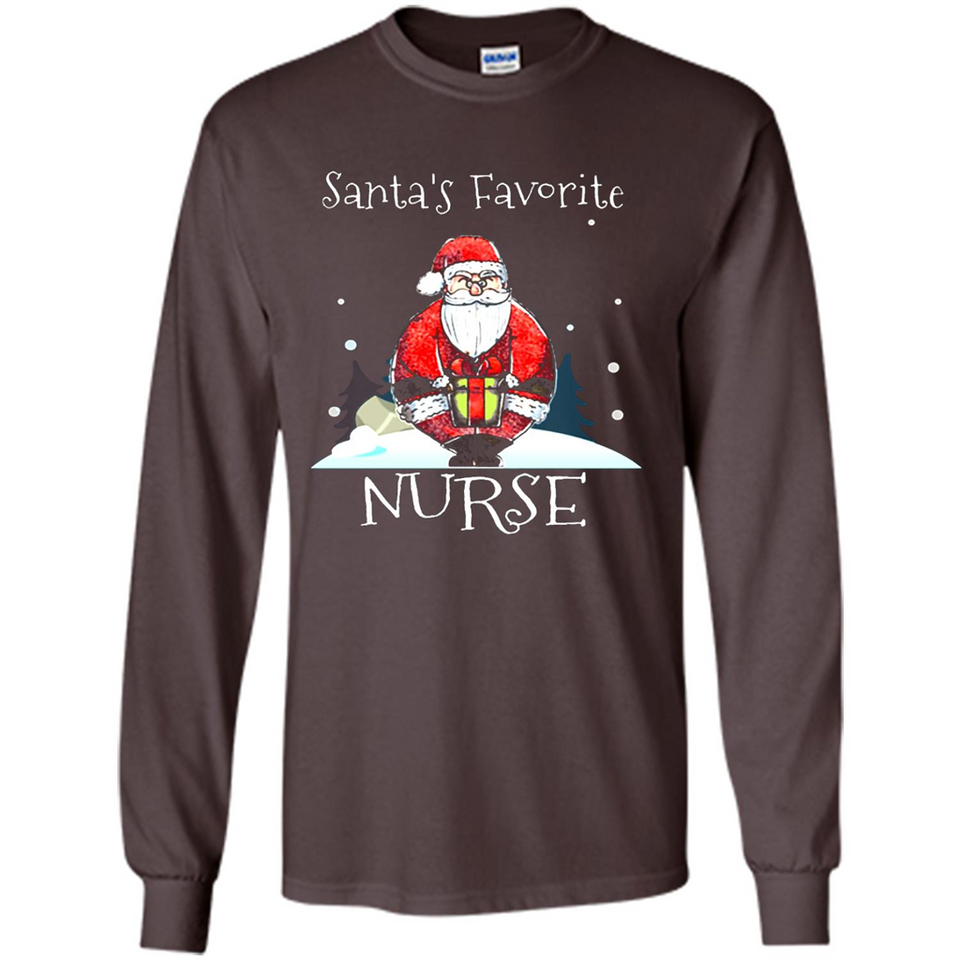 Funny Christmas Nurse Shirt, Santa_s Favorite Nurse - Long Sleeve T-Shirt