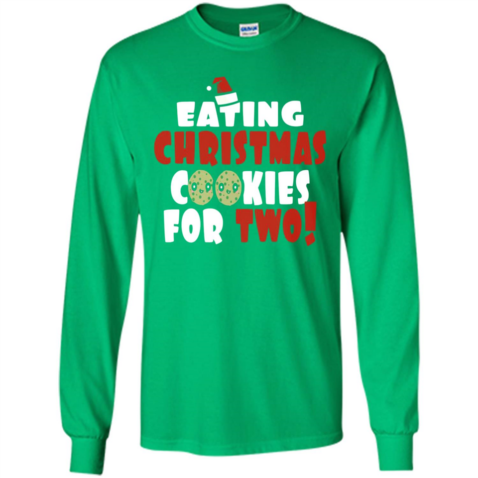 Womens Funny Eating Christmas Cookies For Two Pregnancy - Long Sleeve T-Shirt