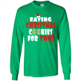 Womens Funny Eating Christmas Cookies For Two Pregnancy - Long Sleeve T-Shirt