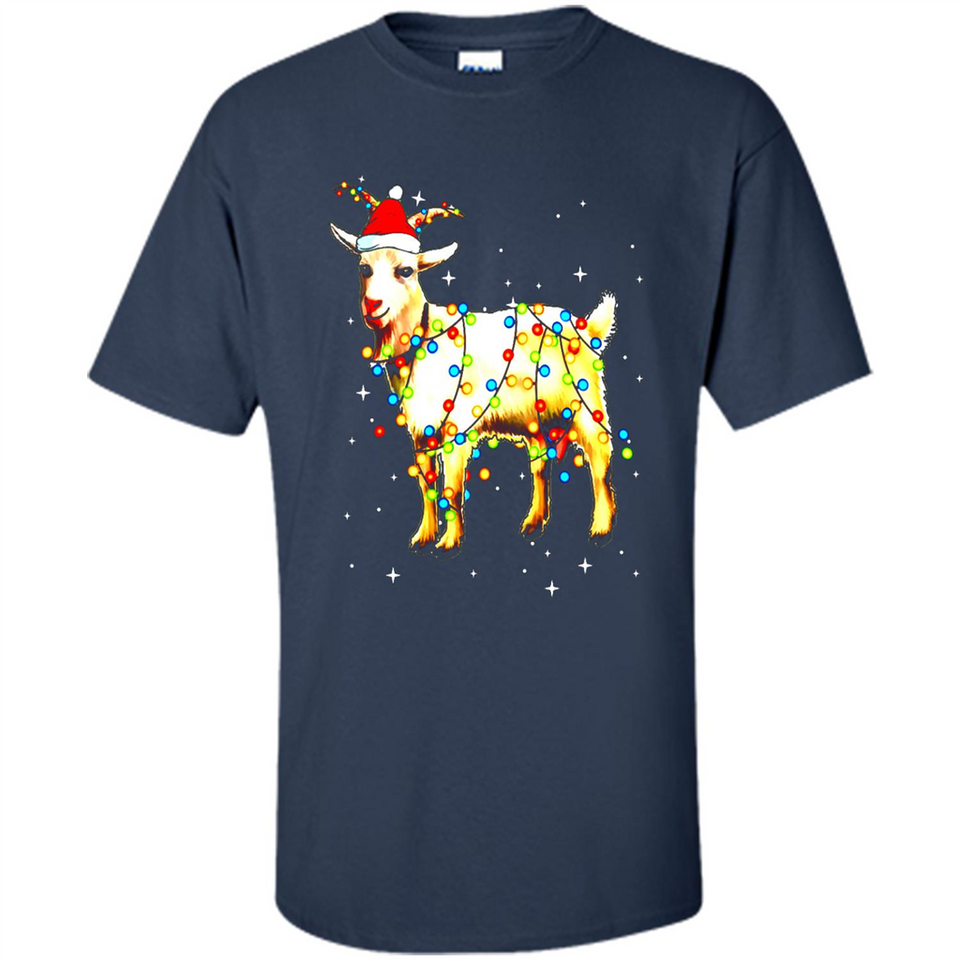 Christmas Lights Goat Wearing Santa Hat T-Shirt - Shirt