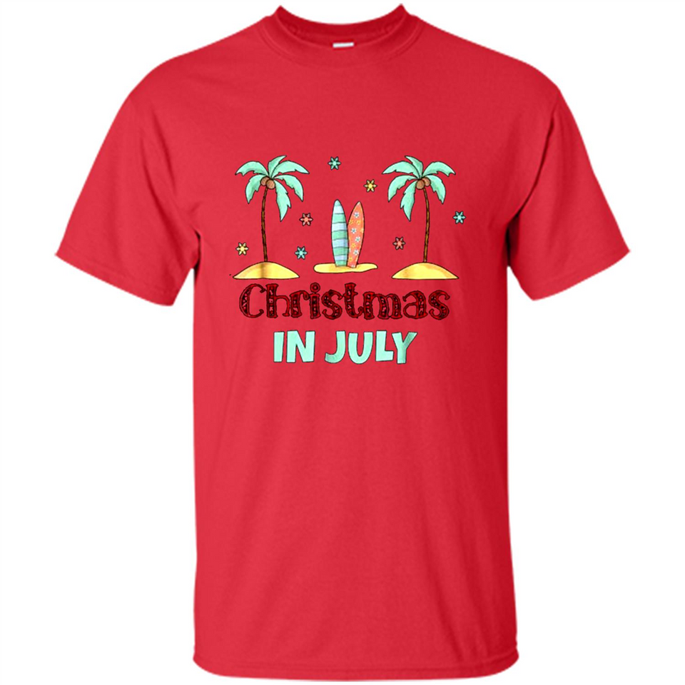 Christmas In July Shirt Surfing Palm Trees Surfboard - Shirt