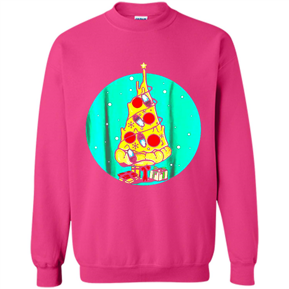 Funny Pizza Ugly Christmas Sweater Xmas Pizza Tree - Sweatshirt