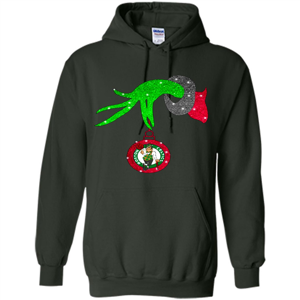 GRINCH HAND HOLDING BOSTON CELTICS NBA GLITTER CHRISTMAS PINGPONG