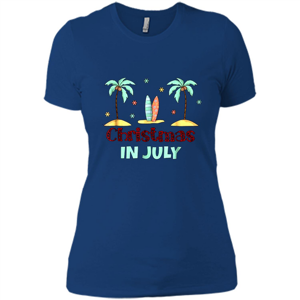 Christmas In July Shirt Surfing Palm Trees Surfboard - Ladies' Boyfriend T-Shirt
