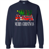 Firetruck Santa Sleigh Merry Christmas Firefighter - Sweatshirt