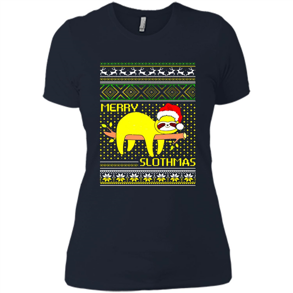 Merry Slothmas Sloth Christmas Sweater PINGPONG - Ladies' Boyfriend T-Shirt