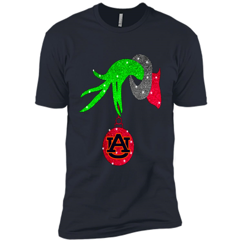 GRINCH HAND HOLDING AUBURN TIGERS GLITTER CHRISTMAS PINGPONG