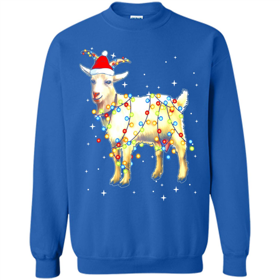 Christmas Lights Goat Wearing Santa Hat Funny Xmas - Sweatshirt