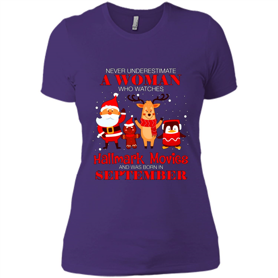 Never Underestimate A September Woman Watches Hallmark Movies Sweatshirt PINGPONG