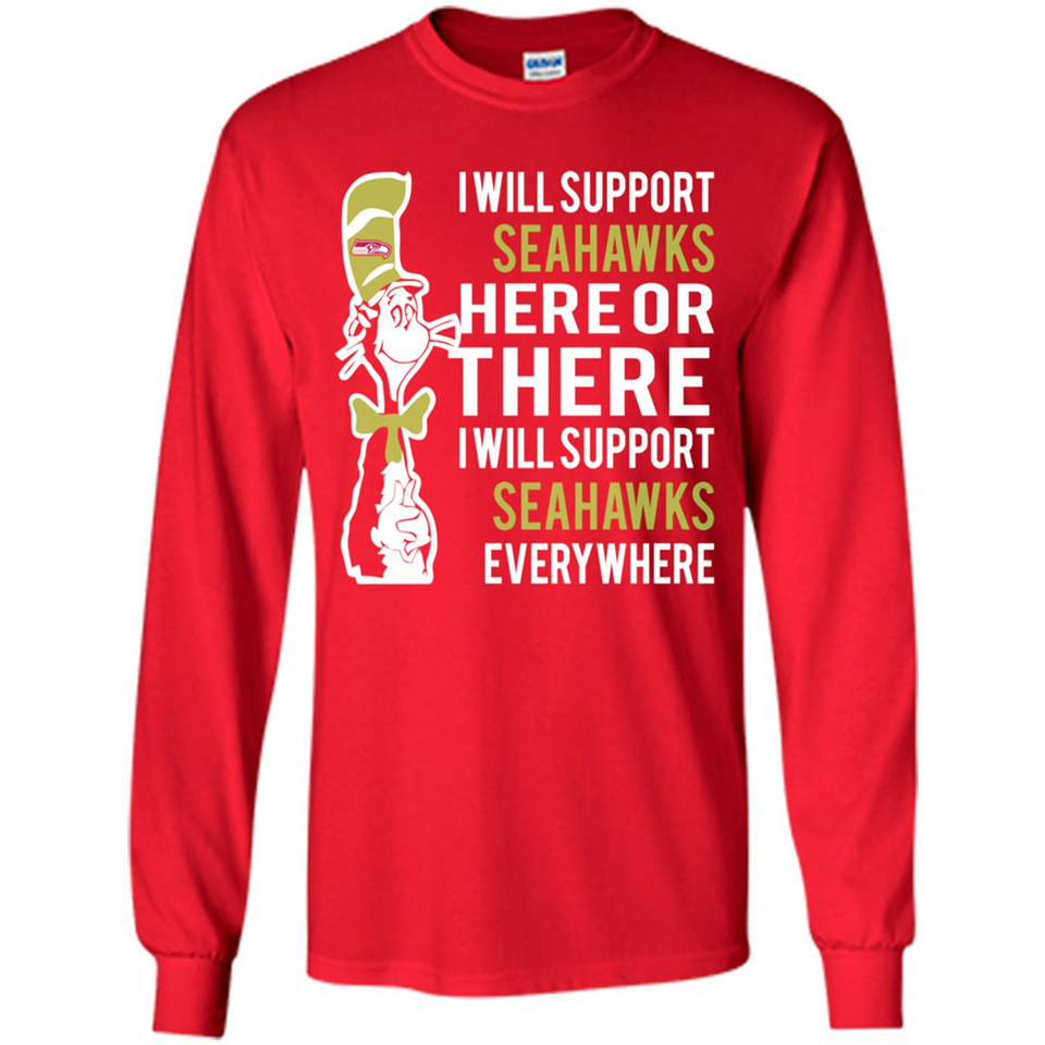 Shirt For Dr Seuss Cat And Seattle Seahawks Fans - Long Sleeve T-Shirt