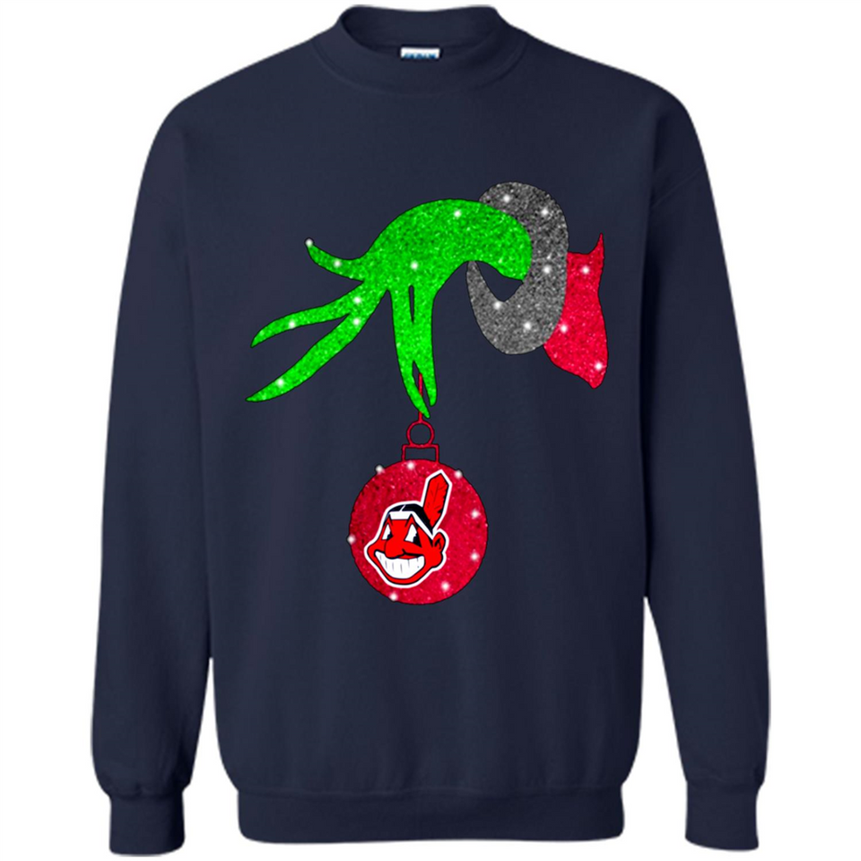 GRINCH HAND HOLDING CLEVELAND INDIANS GLITTER CHRISTMAS PINGPONG