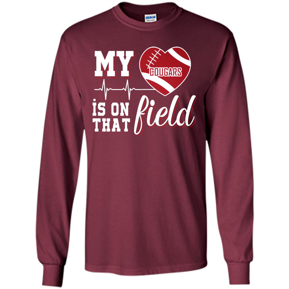 Washington State Cougars Football My Heart is on that Field - Long Sleeve T-Shirt