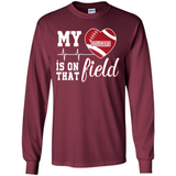 Washington State Cougars Football My Heart is on that Field - Long Sleeve T-Shirt