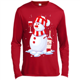 Cute Snowman drink Red Wine Christmas - Canvas Long Sleeve T-Shirt
