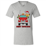 Merry Truck-Mas Christmas Fire Truck Cute Reindeer Sporty - Canvas Unisex V-Neck